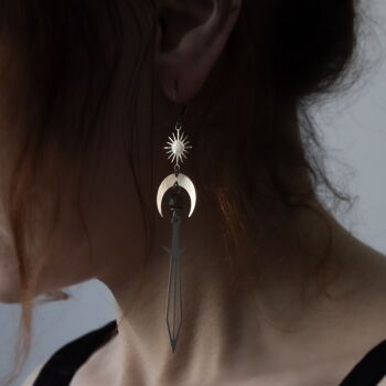 boucles d'oreilles épée - camelot en acier inoxydable 9