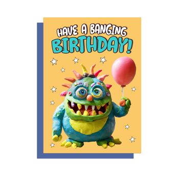 Carte d'anniversaire Banging BIrthday | Carte mignonne | Carte extraterrestre carte C6 1