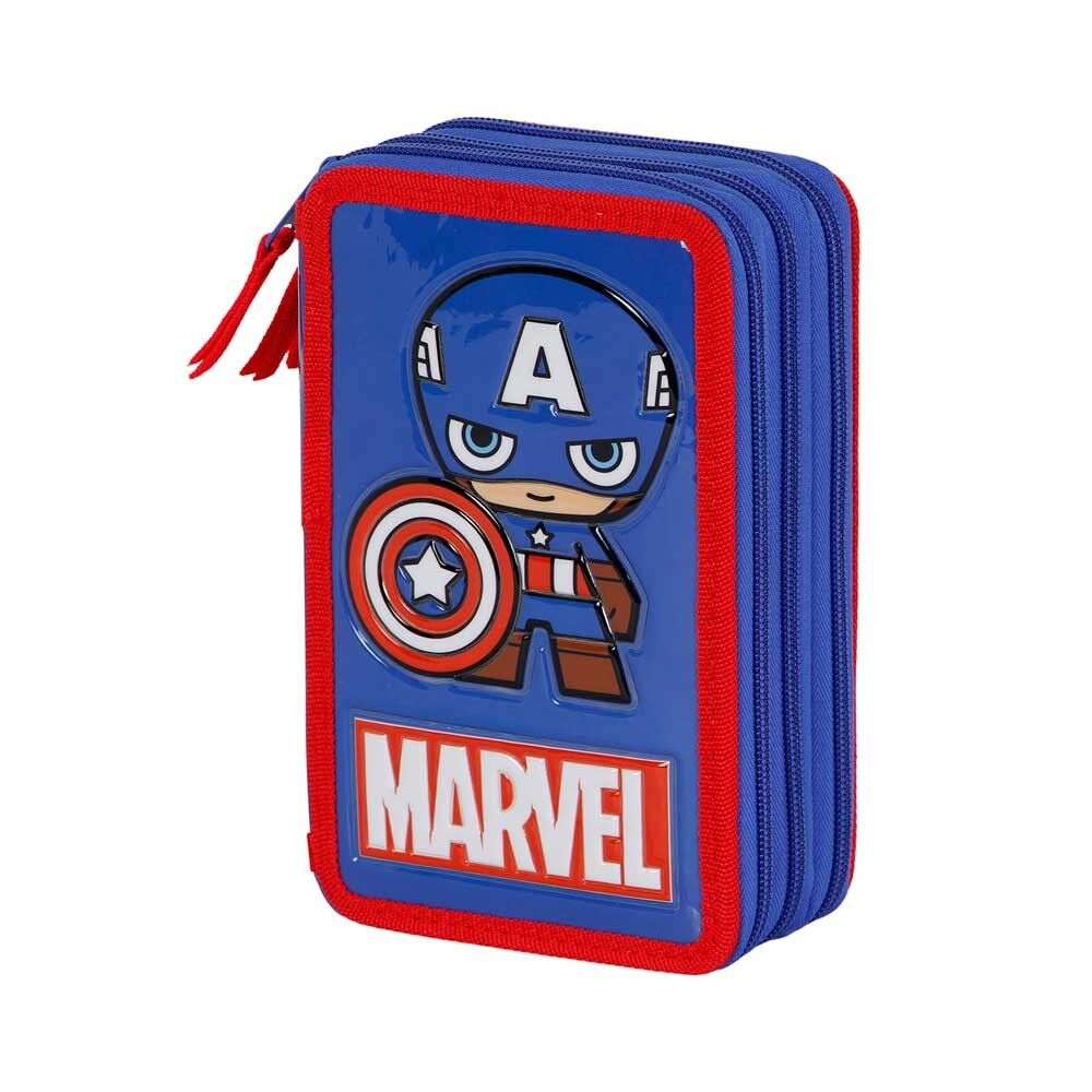 Astuccio triplo completo Marvel Captain America Glory, blu