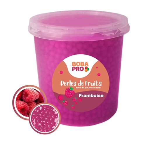 Perles FRAMBOISE pour BUBBLE TEA - 4 seaux de 3,2kg - Popping Boba - Perles de fruits prêtes à être servies
