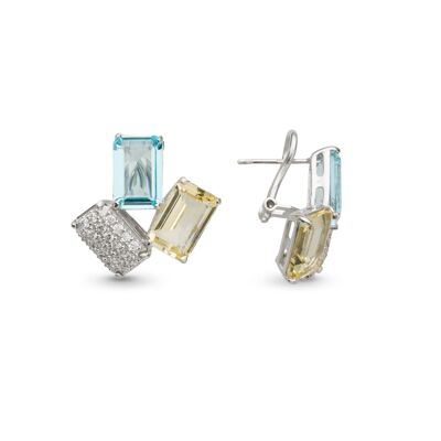 BOUCLES D'OREILLES MARLENE ARGENT PAVÉ MULTICOLORE