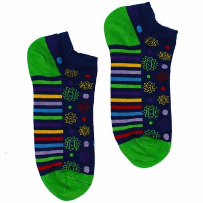 BamSL-15F - Calcetines bajos de bambú Hop Hare S/M (36-40) - 7 chakras - Se venden en 3 unidades/s por exterior