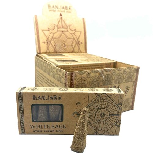 BanjSC-04 - Banjara Smudge Pyramid Cones - White Sage - Sold in 12x unit/s per outer