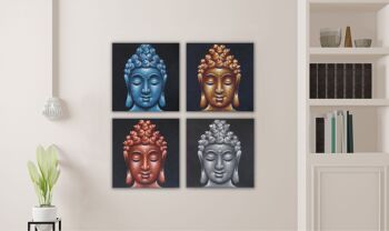 BAP-15 - Lot de 4 Têtes de Bouddha Détail Sable 30x30cm - Vendu en 1x unité/s par extérieur 2