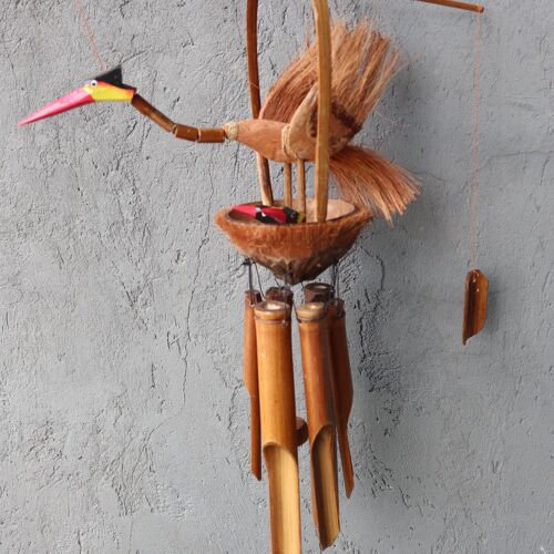 BBamC-14 - Bamboo Windchime - Natural finish - Mother & Chicks - Sold in 1x unit/s per outer