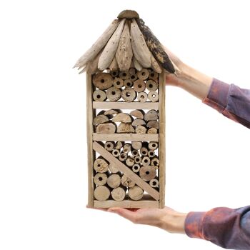 BBBox-10 - Boîte en hauteur pour abeilles et insectes en bois flotté - Vendue en 1x unité/s par extérieur 1