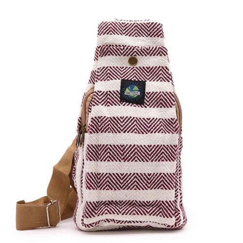 BCrB-02 - Body Cross Bag Natural Cotton - Burgundy & White - Sold in 1x unit/s per outer