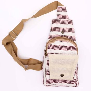 BCrB-02 - Body Cross Bag Coton Naturel - Bordeaux & Blanc - Vendu en 1x unité/s par extérieur 2