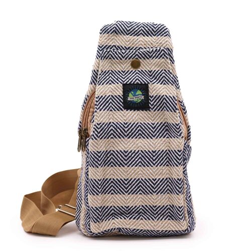 BCrB-03 - Body Cross Bag Natural Cotton - Tan & Navy - Sold in 1x unit/s per outer