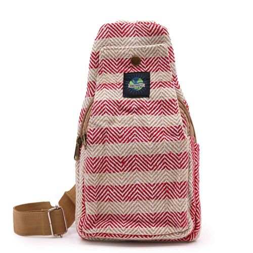 BCrB-05 - Body Cross Bag Natural Cotton - Tan & Pink - Sold in 1x unit/s per outer
