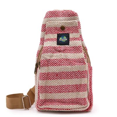 BCrB-05 - Borsa a tracolla in cotone naturale - Marrone chiaro e rosa - Venduto in 1 unità per esterno