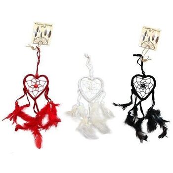 BDC-01 - Bali Dreamcatchers - Petit Coeur - Noir/Blanc/Rouge - Vendu en 6x unité/s par extérieur 2