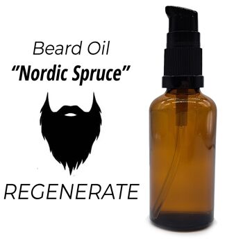 BeardOUL-02 - Huile à barbe 50 ml - Épicéa nordique - Étiquette blanche - Vendu en 10x unité/s par extérieur