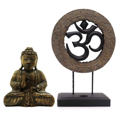 BFSS-03 - Set Buddha Feng Shui - Om - Grigio e nero - Venduto in 1x unità per esterno