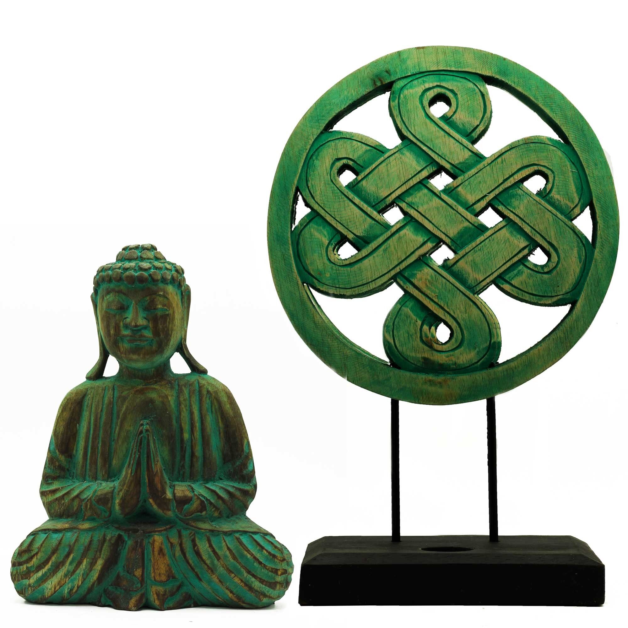 Buddha Feng Shui Set - Buddha Knoten - Grün