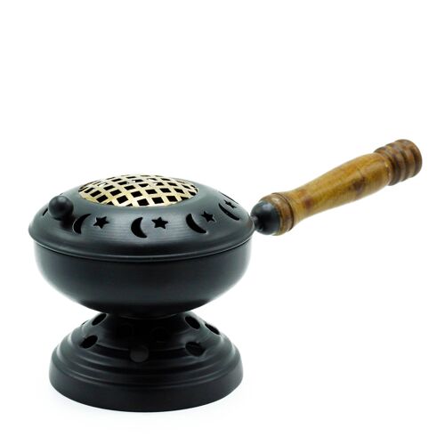 BIB-17 - Large Iron Censer on Stand Incense Burner - Gold Detail - Sold in 1x unit/s per outer