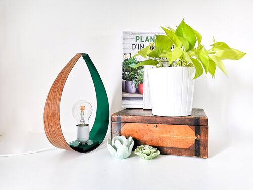 Lampe SMALL DROP chêne et vert émeraude