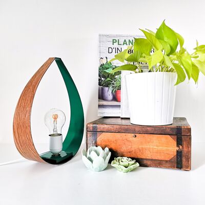 Lampe SMALL DROP aus Eiche und Smaragdgrün