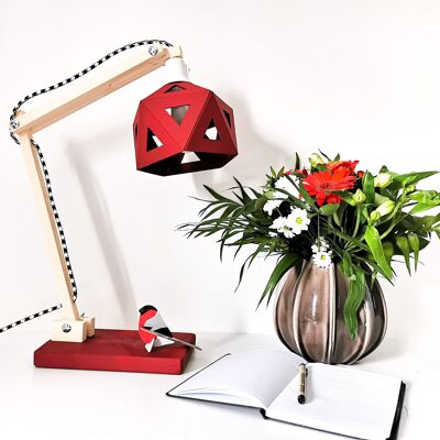 Lámpara de escritorio origami madera y burdeos