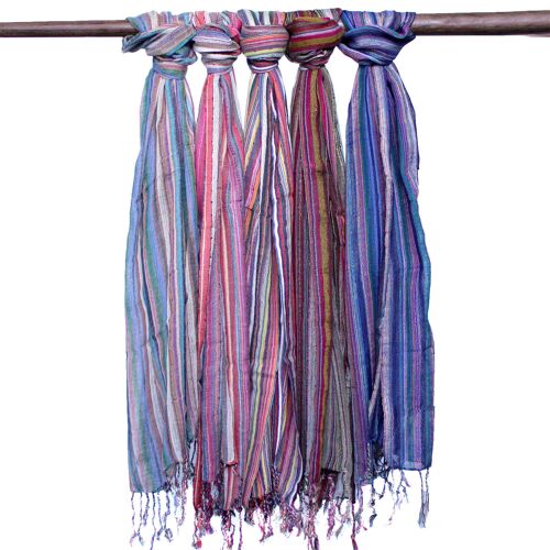 BohoIS-01 - Indian Boho Scarves - 50x180cm - Random Purples - Sold in 10x unit/s per outer