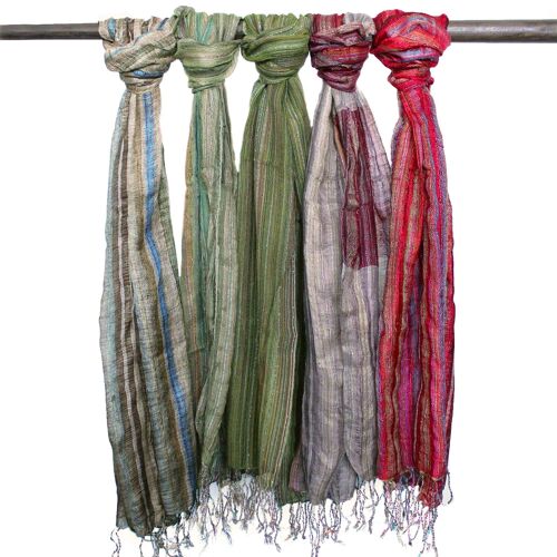 BohoIS-03 - Indian Boho Scarves - 50x180cm - Random Greens - Sold in 10x unit/s per outer