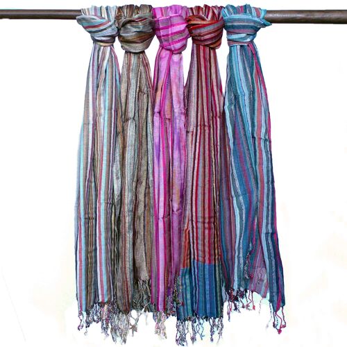 BohoIS-02 - Indian Boho Scarves - 50x180cm - Random Blues - Sold in 10x unit/s per outer