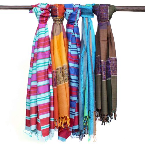 BohoIS-06 - Lrg Indian Boho Scarves - 75x180cm - Random Blues - Sold in 10x unit/s per outer