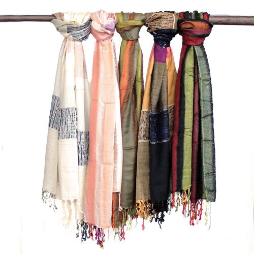 BohoIS-07 - Lrg Indian Boho Scarves - 75x180cm - Random Greens - Sold in 10x unit/s per outer