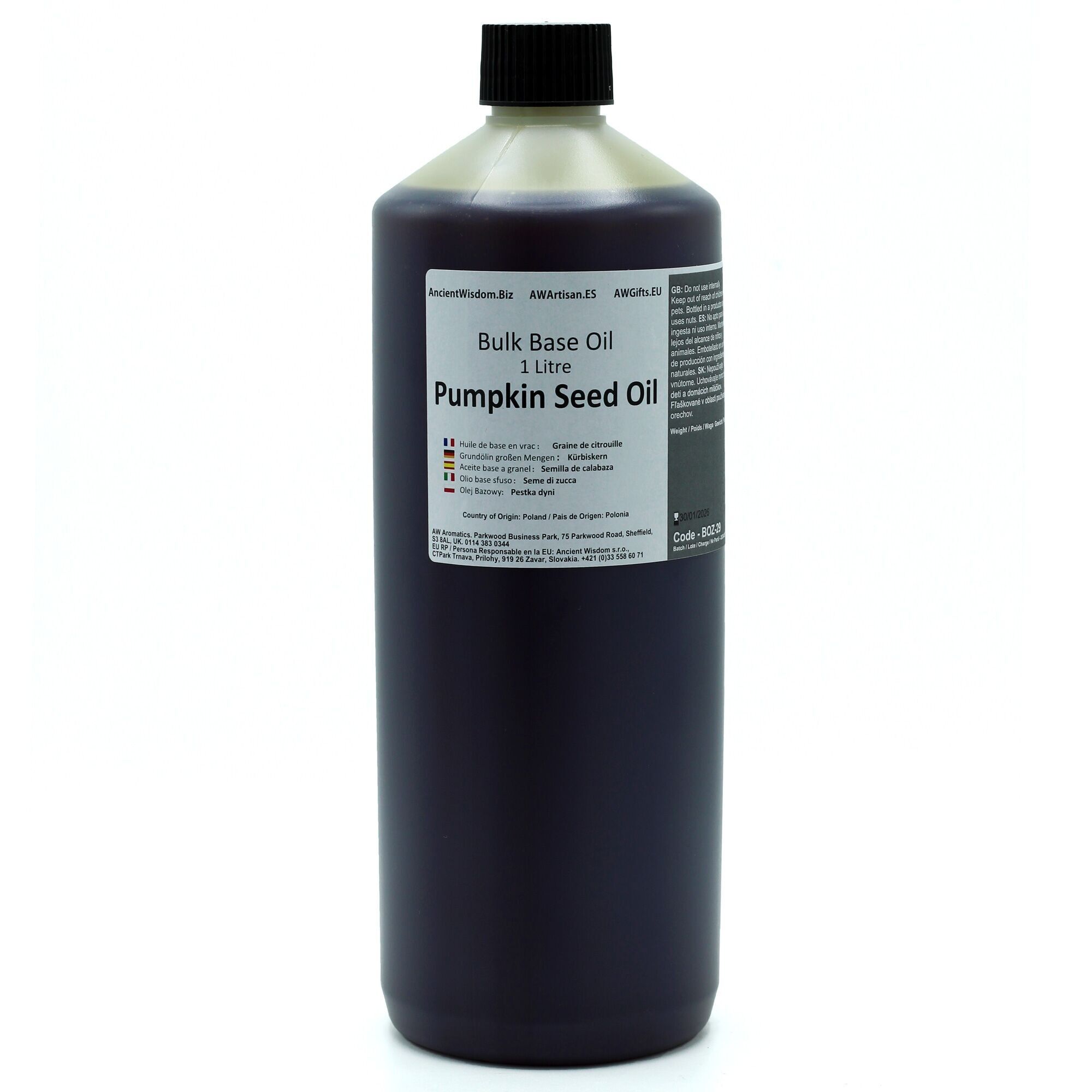 BOZ-29 - Kürbiskernöl 1 Liter - Verkauft in 1x Einheit/en pro Umkarton