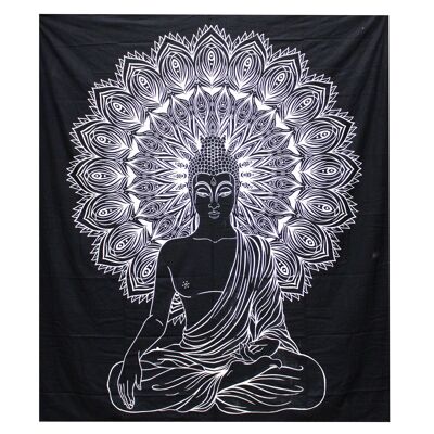 BWCB-03 – B&W Doppel-Tagesdecke aus Baumwolle + Wandbehang – Buddha – Verkauft in 1 Einheit/en pro Außenhülle