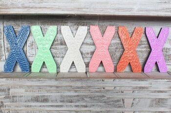 CAL-24 - Lettre "X" - Couleurs assorties - 15 cm - Vendu en 6x unité/s par extérieur 3