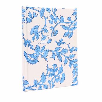 CBN-09 - Carnets reliés en coton 20x15cm - 96 pages - Floral bleu pâle - Vendu en 1x unité/s par extérieur