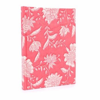 CBN-07 - Carnets reliés en coton 20x15cm - 96 pages - Rose Floral - Vendu en 1x unité/s par extérieur 1