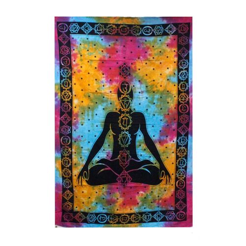 CBWH-08 - Single Cotton Bedspread + Wall Hanging - Chakra Buddha - Sold in 1x unit/s per outer
