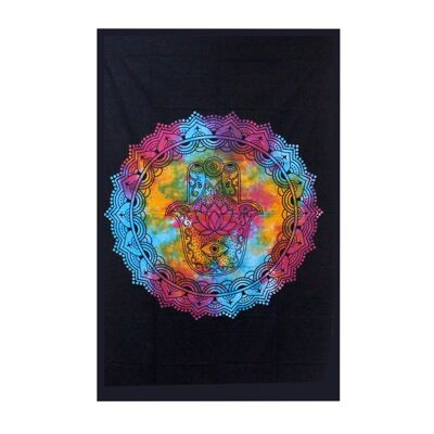 CBWH-09 - Colcha Algodón Doble + Tapiz - Hamsa Negro - Vendido a 1x unidad/es por exterior