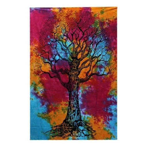 CBWH-14 - Single Cotton Bedspread + Wall Hanging -   Winter Tree - Sold in 1x unit/s per outer
