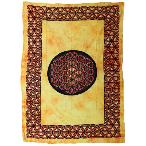 CBWH-26 - Single Cotton Bedspread + Wall Hanging - Flower of Life - Orange - Sold in 1x unit/s per outer