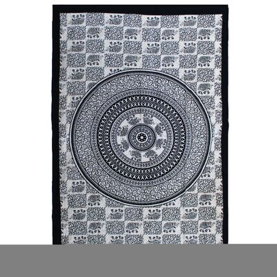CBWH-30 - Einzel-Tagesdecke aus Baumwolle + Wandbehang - Mono - Elefanten-Mandala - Verkauft in 1x Einheit/en pro Außenseite