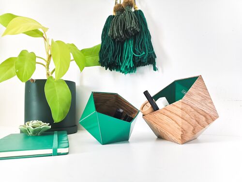 Boîtes origami chêne / vert émeraude