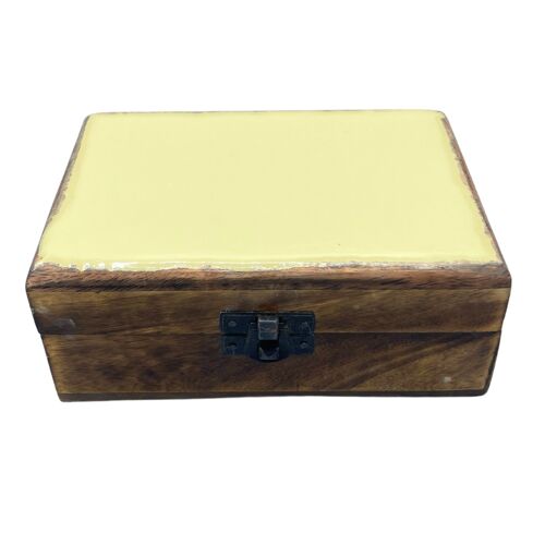 CGIBox-04 - Medium Ceramic Glazed Wood Box - 15x10x6cm - Concrete - Sold in 1x unit/s per outer