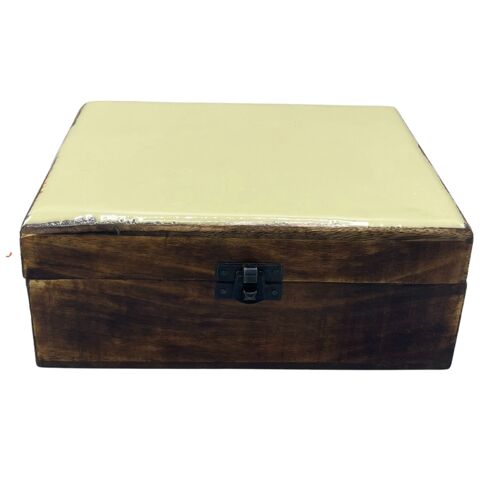 CGIBox-10 - Large Ceramic Glazed Wood Box - 20x15x7.5cm - Concrete - Sold in 1x unit/s per outer