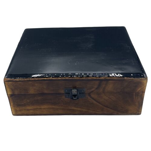 CGIBox-11 - Large Ceramic Glazed Wood Box - 20x15x7.5cm - Black - Sold in 1x unit/s per outer