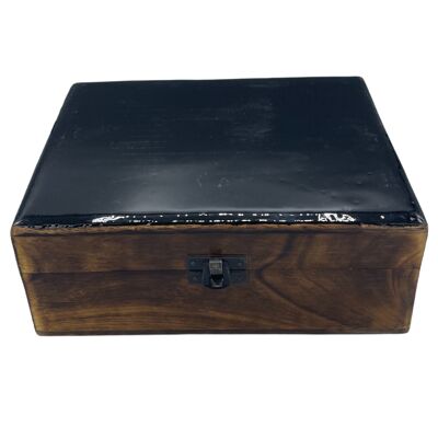 CGIBox-11 – Große Holzbox aus glasierter Keramik – 20 x 15 x 7.5 cm – Schwarz – Verkauft in 1x Einheit/en pro Außenteil