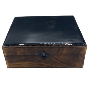 CGIBox-11 - Grande boîte en bois émaillé en céramique - 20x15x7.5 cm - Noir - Vendu en 1x unité/s par extérieur 1