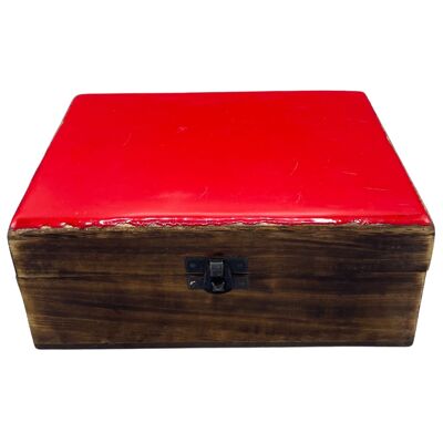 CGIBox-12 – Große Holzbox mit Keramikglasur – 20 x 15 x 7.5 cm – Rot – Verkauft in 1x Einheit/en pro Außen