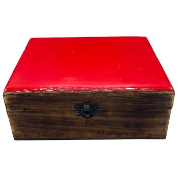 CGIBox-12 - Grande boîte en bois émaillé en céramique - 20x15x7.5 cm - Rouge - Vendu en 1x unité/s par extérieur 1