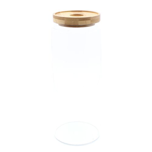 CGJ-04 - Cottage Bamboo Glass Jar - 20cm - Sold in 1x unit/s per outer