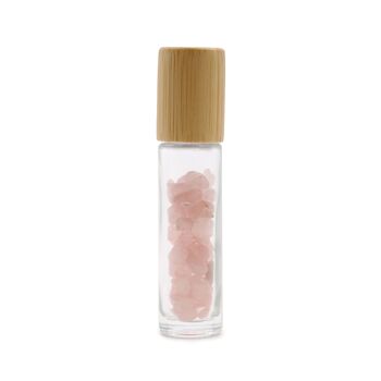 CGRB-03 - Bouteille roulante d'huile essentielle de pierres précieuses - Quartz rose - Bouchon en bois - Vendu en 10x unité/s par extérieur 2