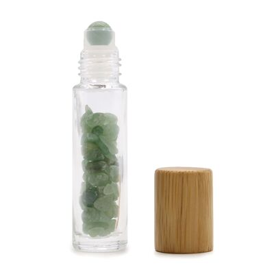CGRB-04 – Rollflasche für ätherische Öle mit Edelsteinen – Aventurin – Holzkappe – Verkauft in 10 Einheiten pro Außenhülle