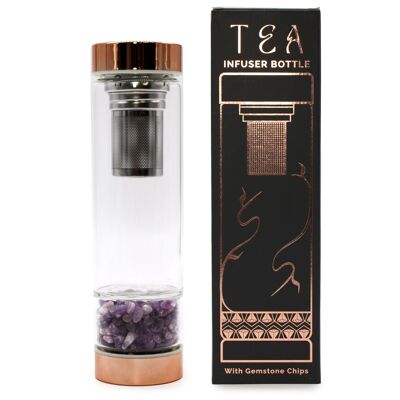 CGTIB-01 - Bottiglia con infusore per tè in cristallo - Oro rosa - Ametista - Venduto in 1x unità/i per esterno